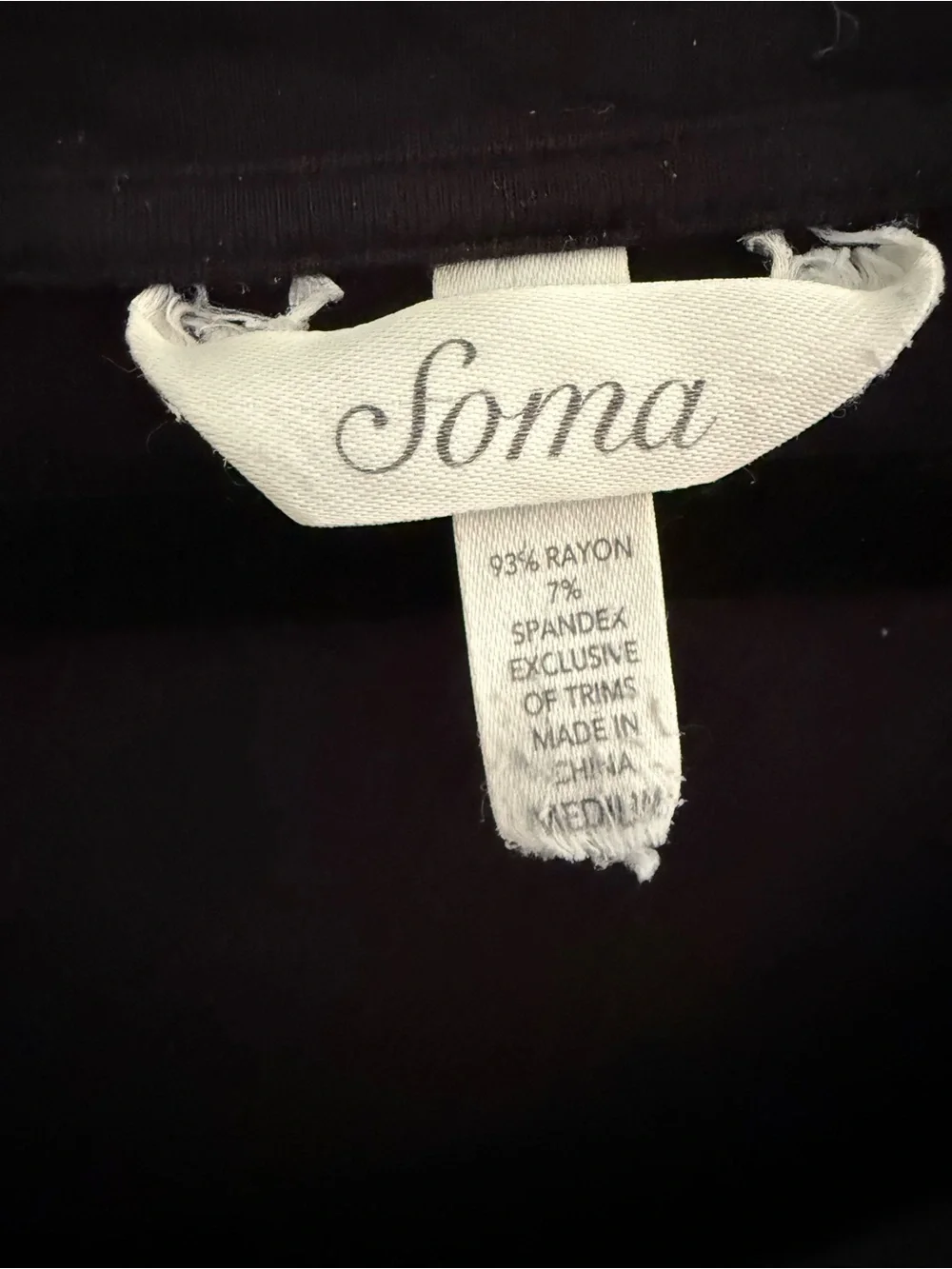 Soma Black Long Sleeve Scoop Neck Pocket Tee
